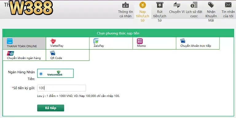 Bước 3: Chọn phương thức gửi tiền Zalo Pay. Người chơi tiếp tục nhập số tiền cần nạp=> Sau đó nhấn hoàn tất. 