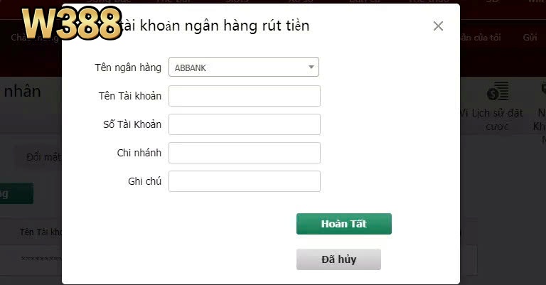 Rút tiền W388 về số tài khoản của tôi mất bao lâu?
